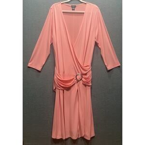 Courtenay Vintage Buckle Stretch Peach Dress Ankle Length Size 16 NWOT